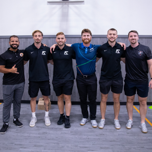 Aledo Soccer Club coaching staff with players